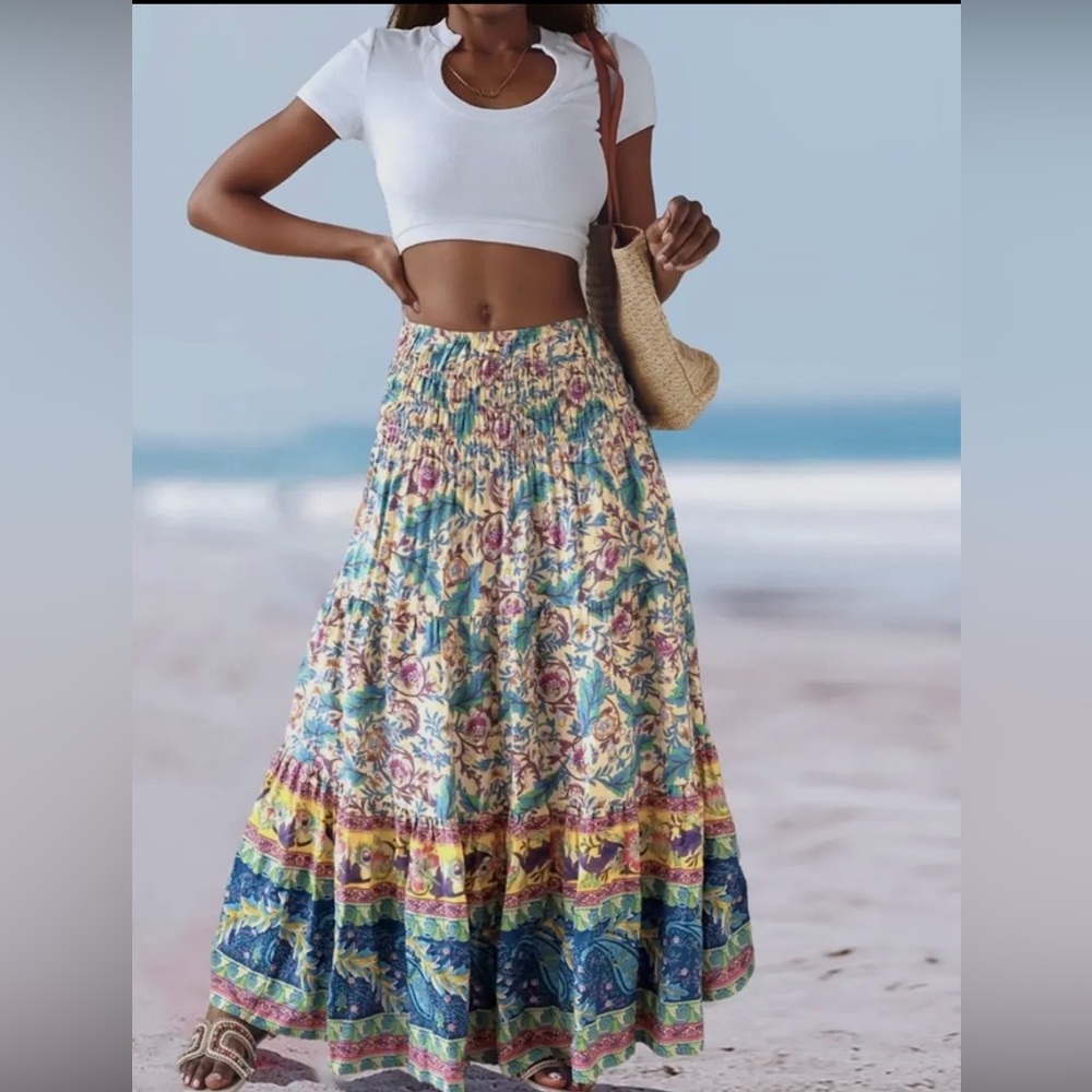 Bohemian Floral Maxi Skirt
